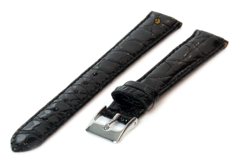 16mm horlogeband echt krokodillenleer zwart
