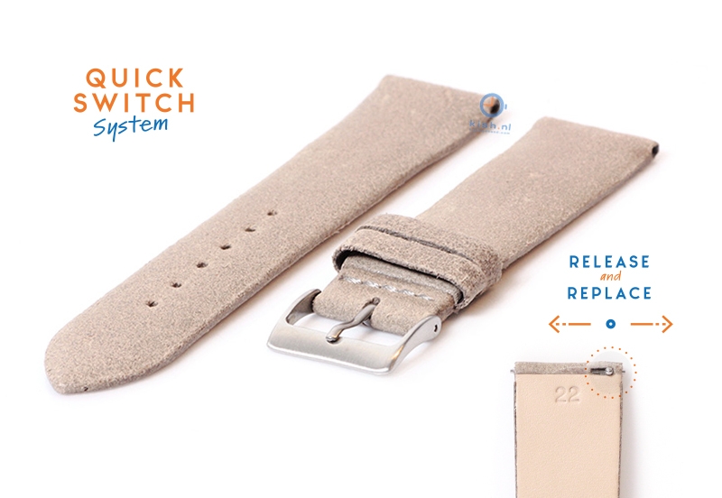 Horlogeband 22mm vintage beige leer