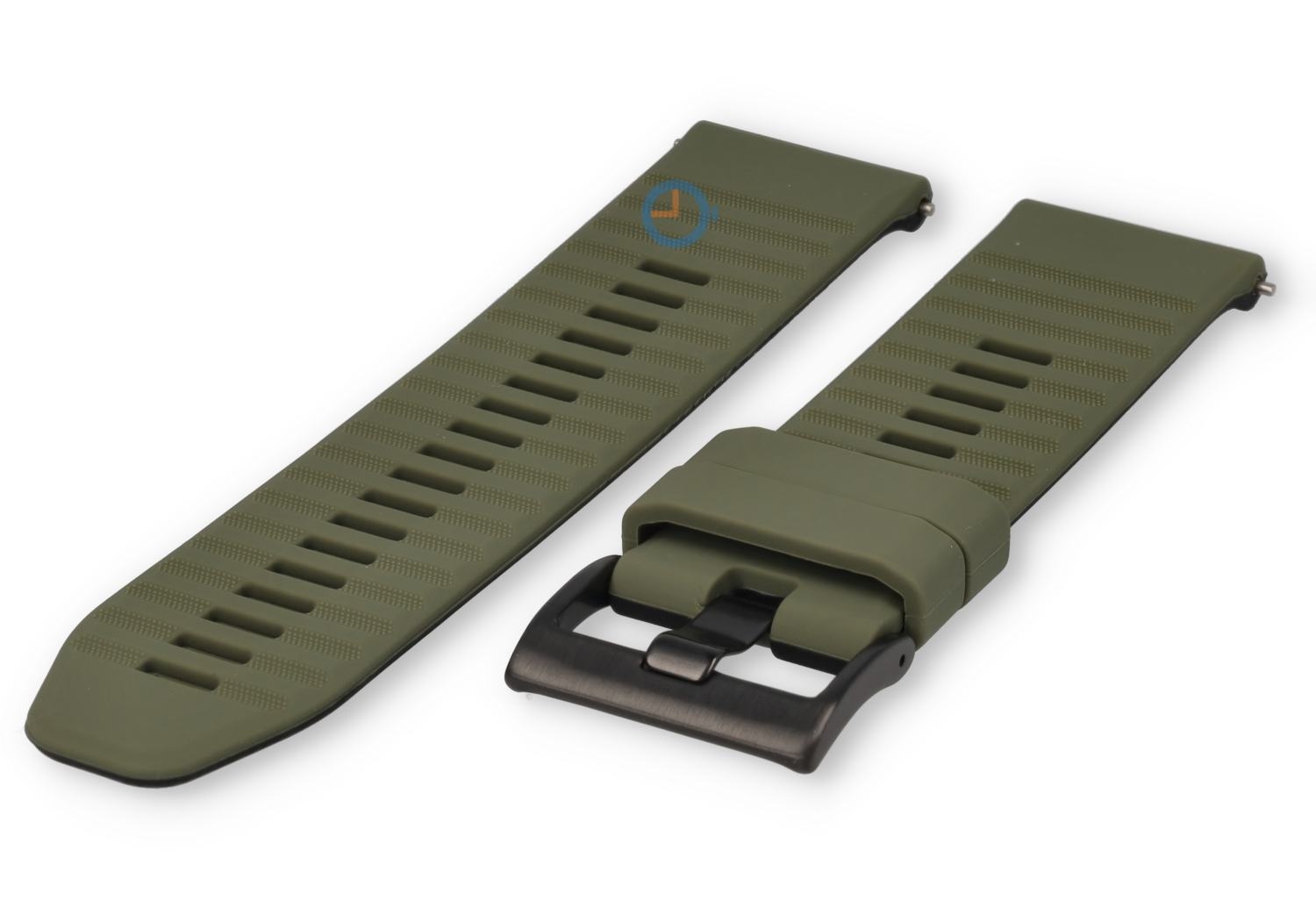 24mm siliconen horlogeband - groen zwart - snelwissel