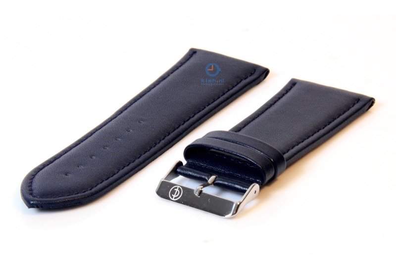 Horlogeband 32mm blauw leer