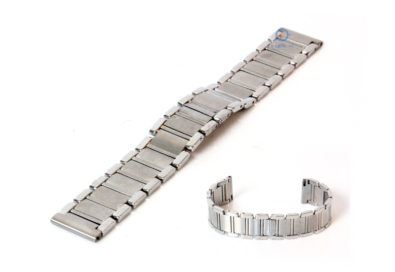 Horlogeband 20mm staal zilver mat/glans