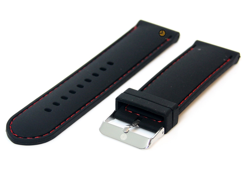 Horlogeband 24mm siliconen zwart-rood