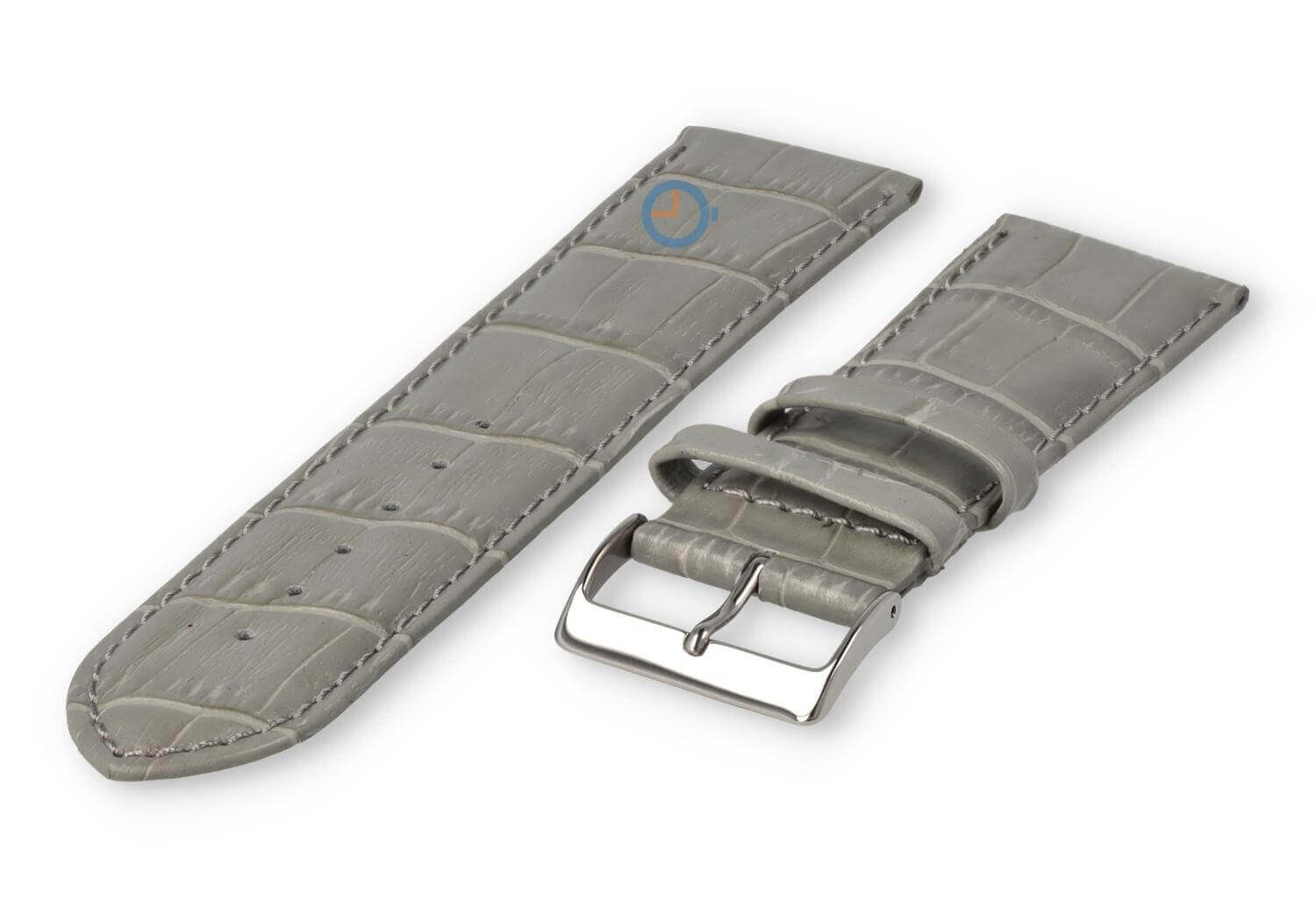 Horlogeband van kalfsleer - 26mm - lichtgrijs