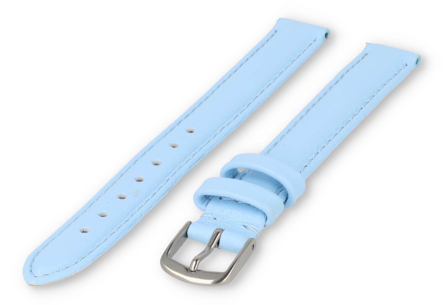 XL horlogeband glad leer - 12mm - ijsblauw