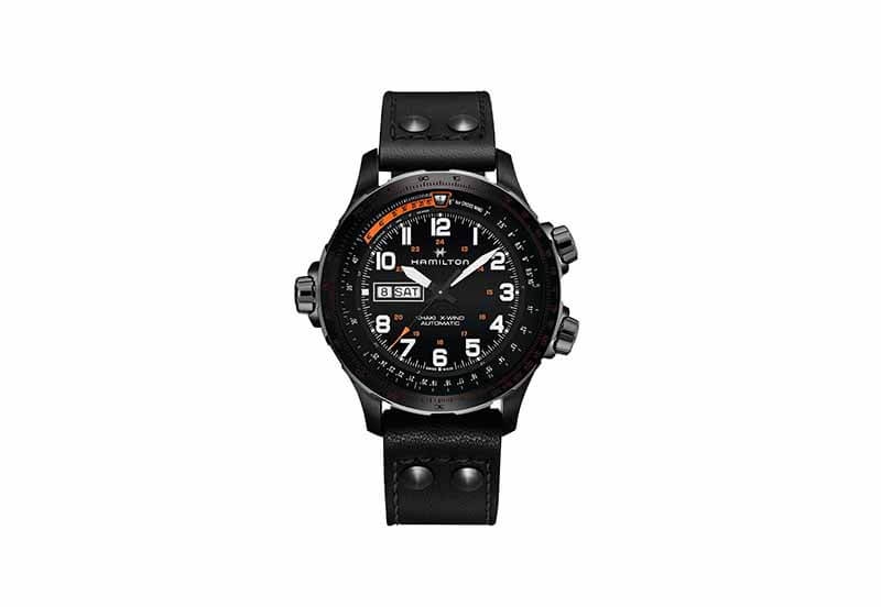Hamilton horlogeband H77785733 - zwart leer