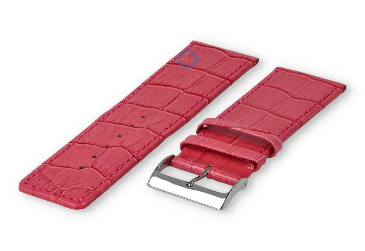 Kalfsleder band met croco-reliëf - 28mm - framboos