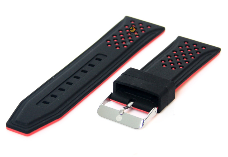 26mm siliconen horlogeband zwart-rood