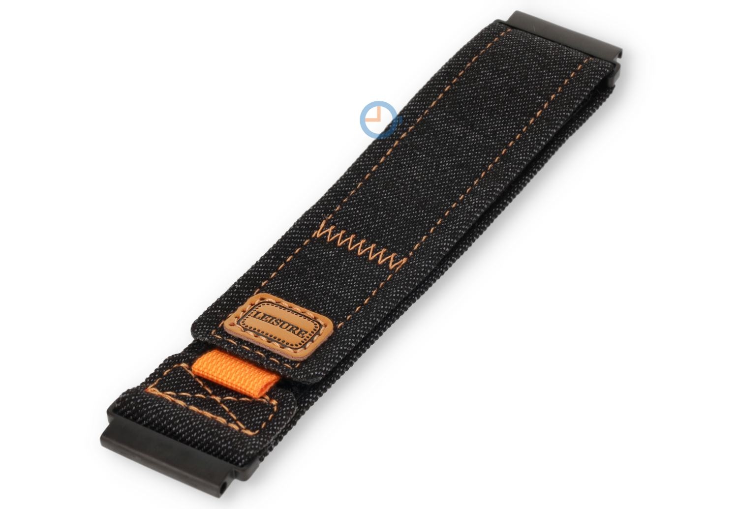 Zwart denim stoffen horlogebandje - 22mm - klittenband
