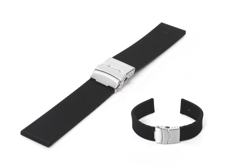 Horlogeband 24mm zwart rubber met vouwsluiting