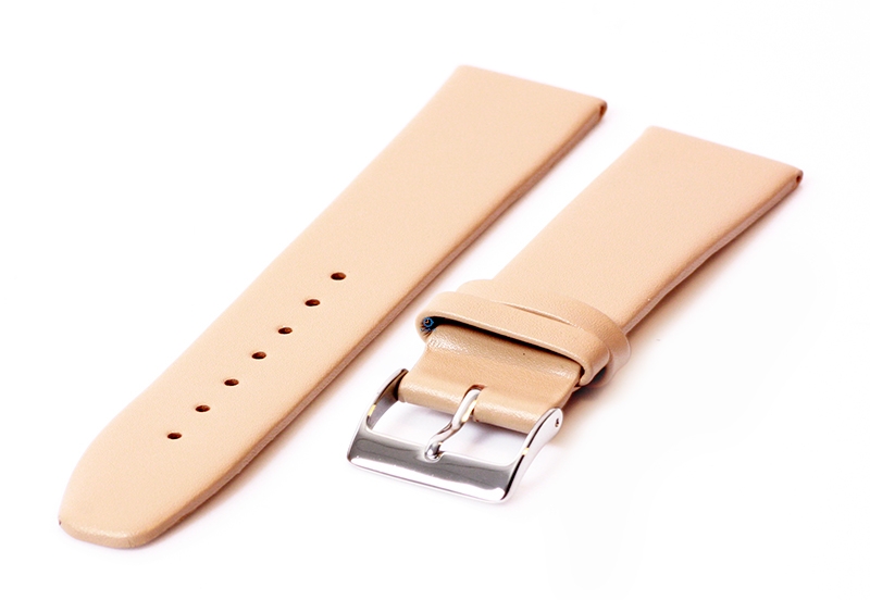 Naadloze horlogeband 24mm kalfsleer - beige