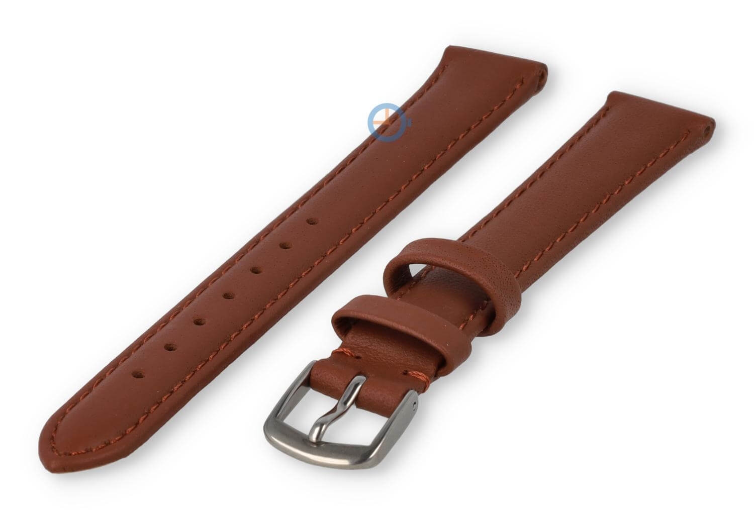 XL horlogeband glad leer - 14mm - roestbruin