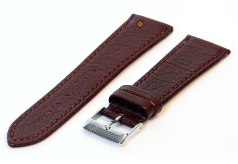 Horlogeband 22mm bruin buffelleer