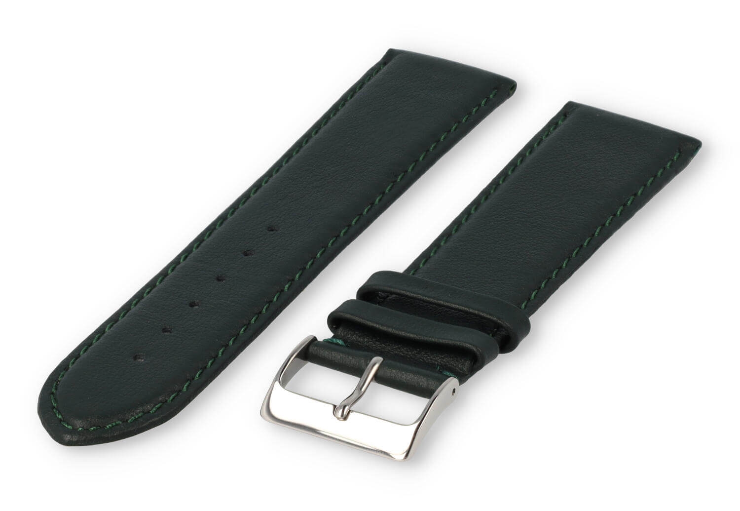 XL horlogeband glad leer - 26mm - donkergroen