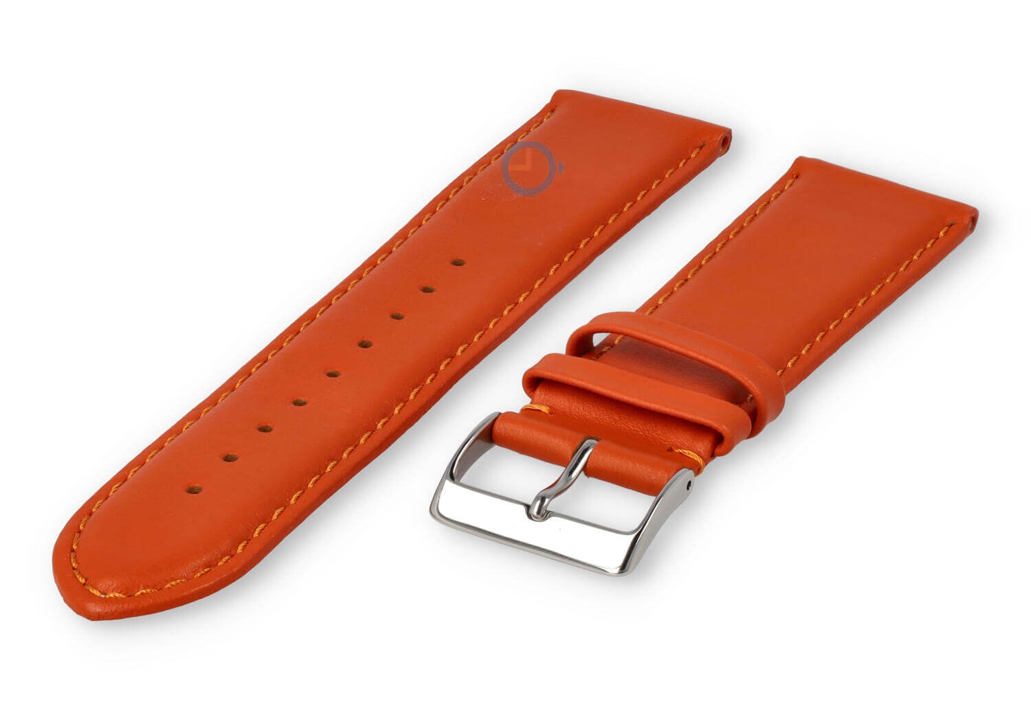 24mm horlogeband glad leer - oranje