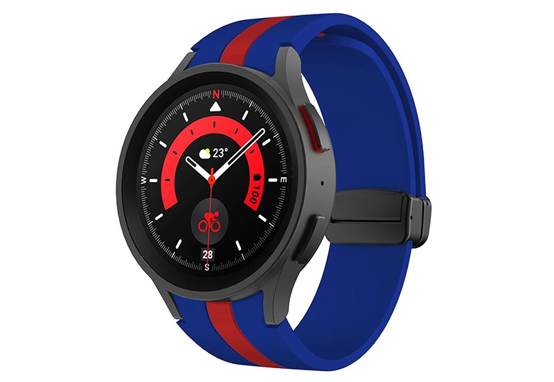 Samsung Galaxy Watch 5 bandje - blauw/rood - magneetsluiting
