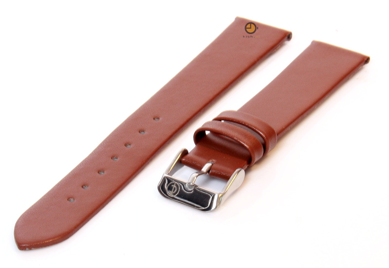 Horlogeband 16mm bruin leer naadloos