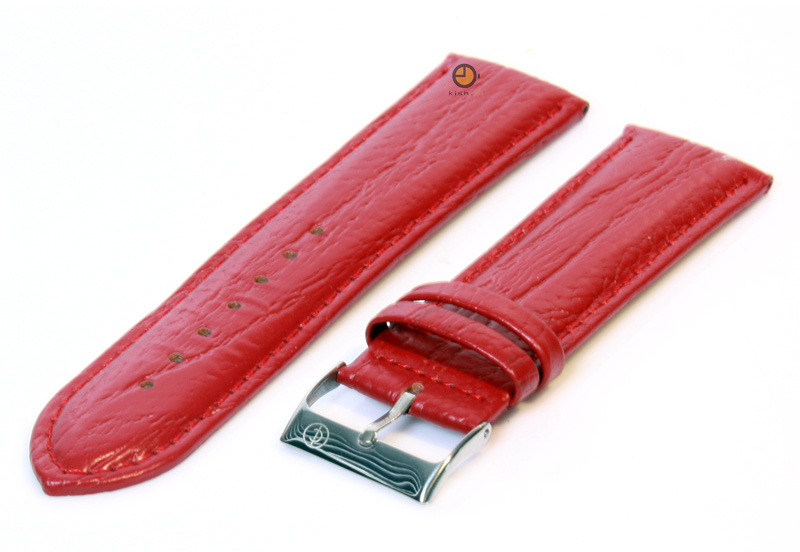 Horlogeband 24mm kalfsleer rood