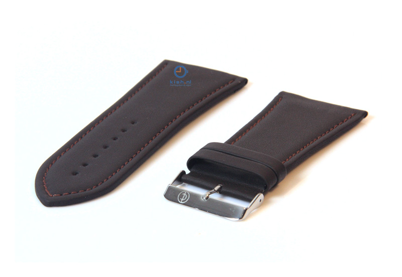Horlogeband 40mm donkerbruin leer