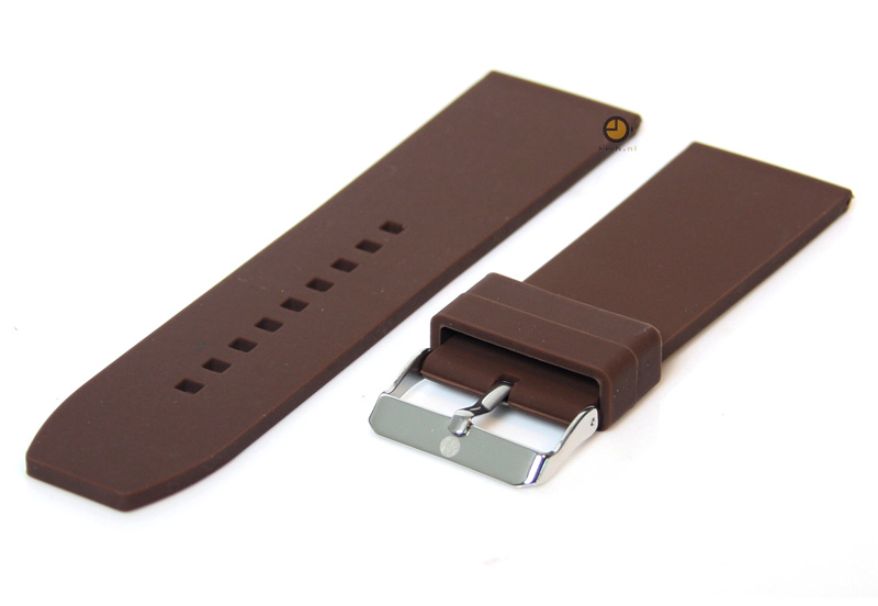 Horlogeband 26mm Bruin siliconen glad