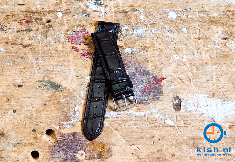 Horlogeband 22mm croco leer donkerbruin