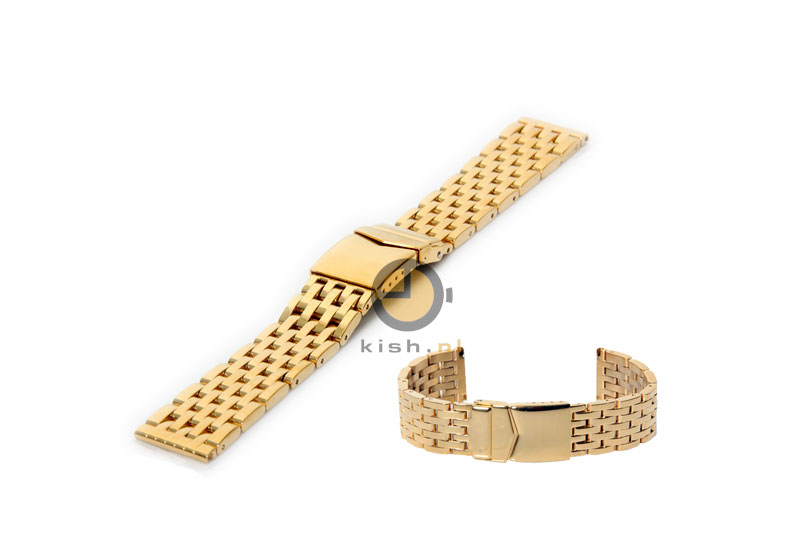 Horlogeband 22mm massief staal gepolijst goud