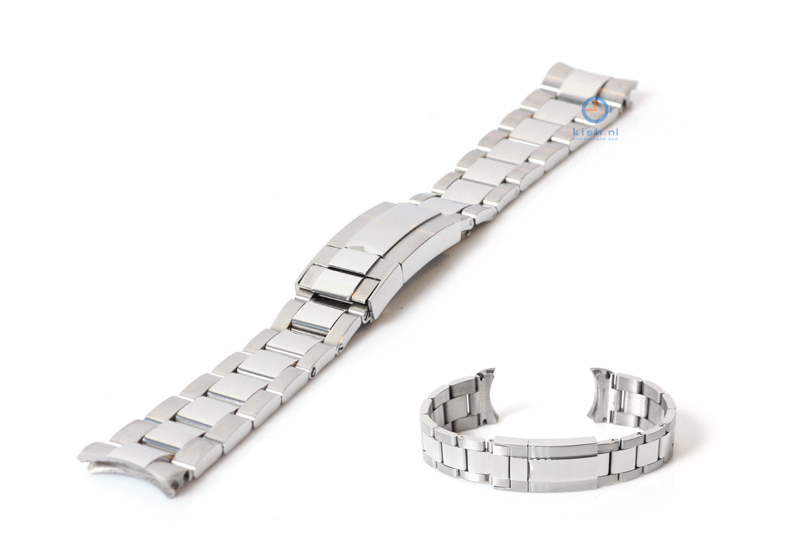 Horlogeband voor Rolex horloge 20mm RLX zilver - deels gepolijst