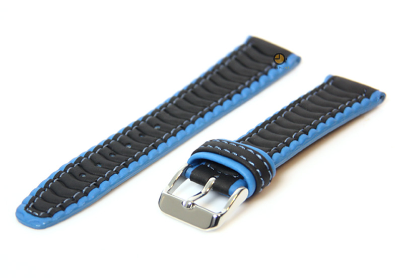 Horlogeband 18mm zwart/blauw