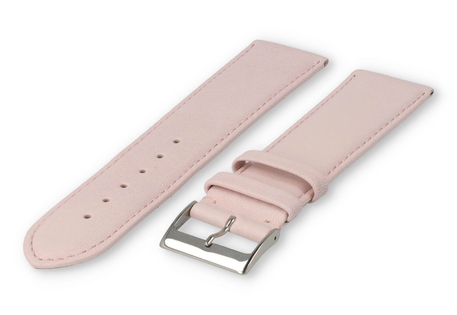 XL horlogeband glad leer - 24mm - pastelroze