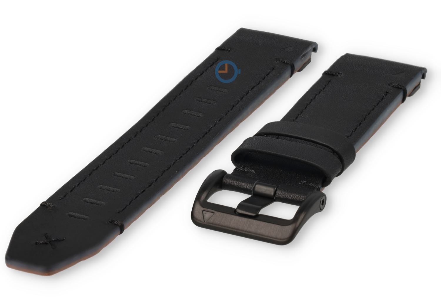 Premium leren bandje voor Garmin Approach S70 - zwart/zwart