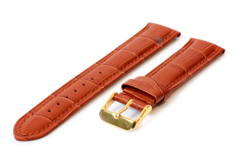 Luxe Hamilton horlogeband lichtbruin leer - goud - 18mm