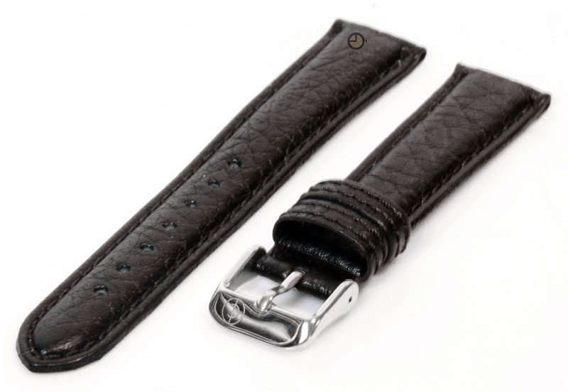 Horlogeband 12mm zwart bizon leer