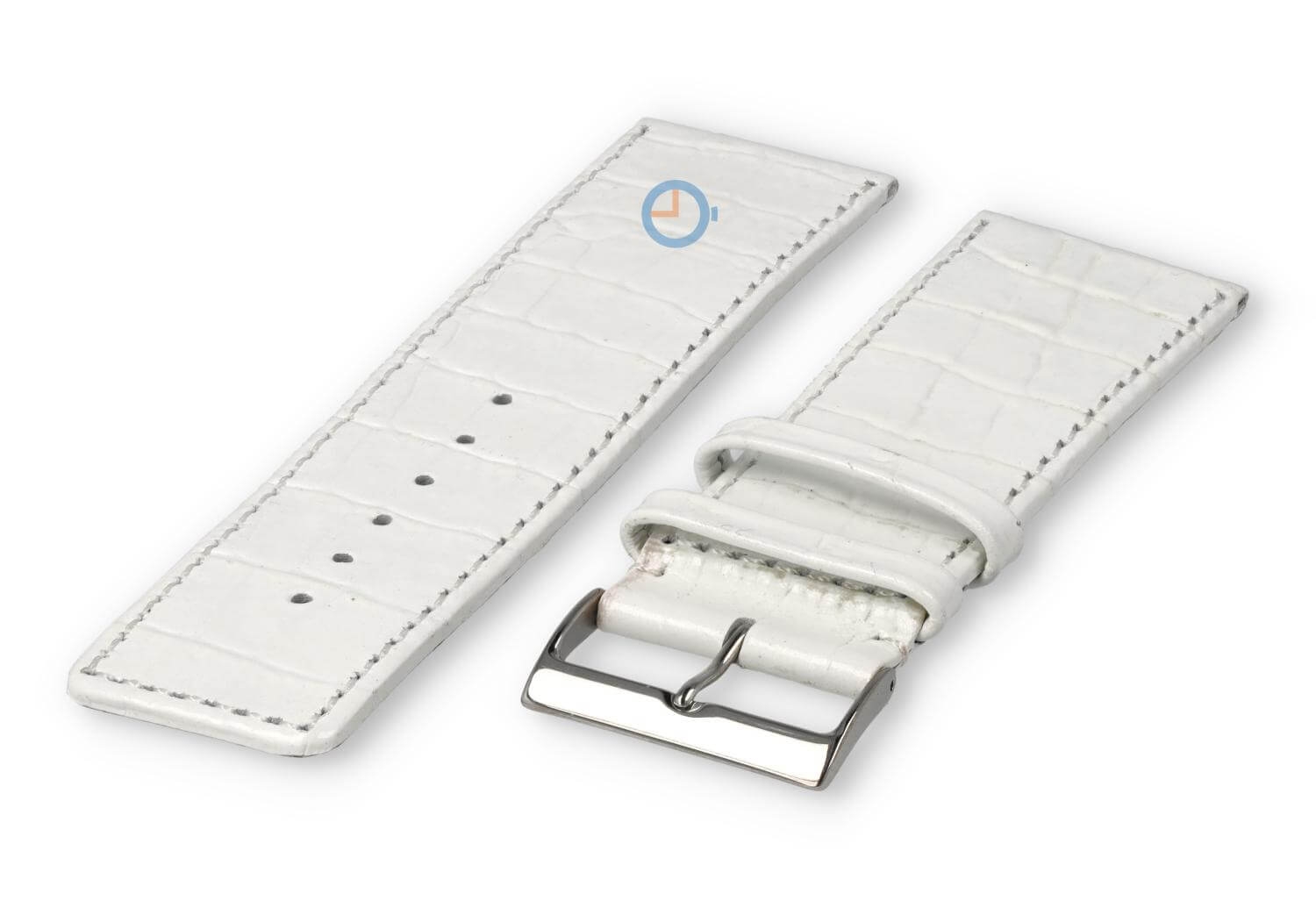 Kalfsleder XL band met croco-reliëf - 28mm - wit