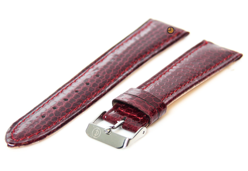 Horlogeband 20mm bordeaux echt slangenleder