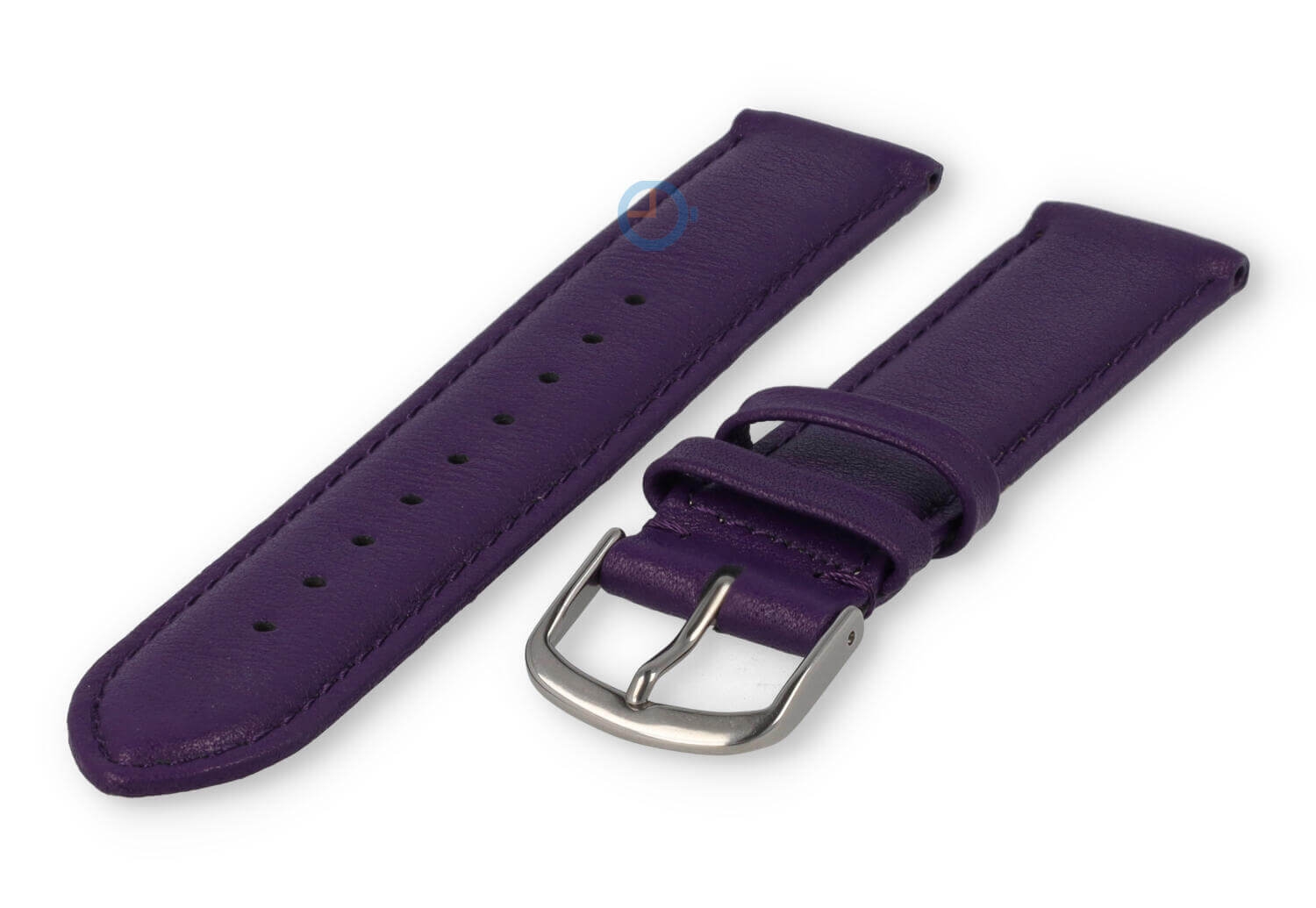 16mm horlogeband glad leer - aubergine