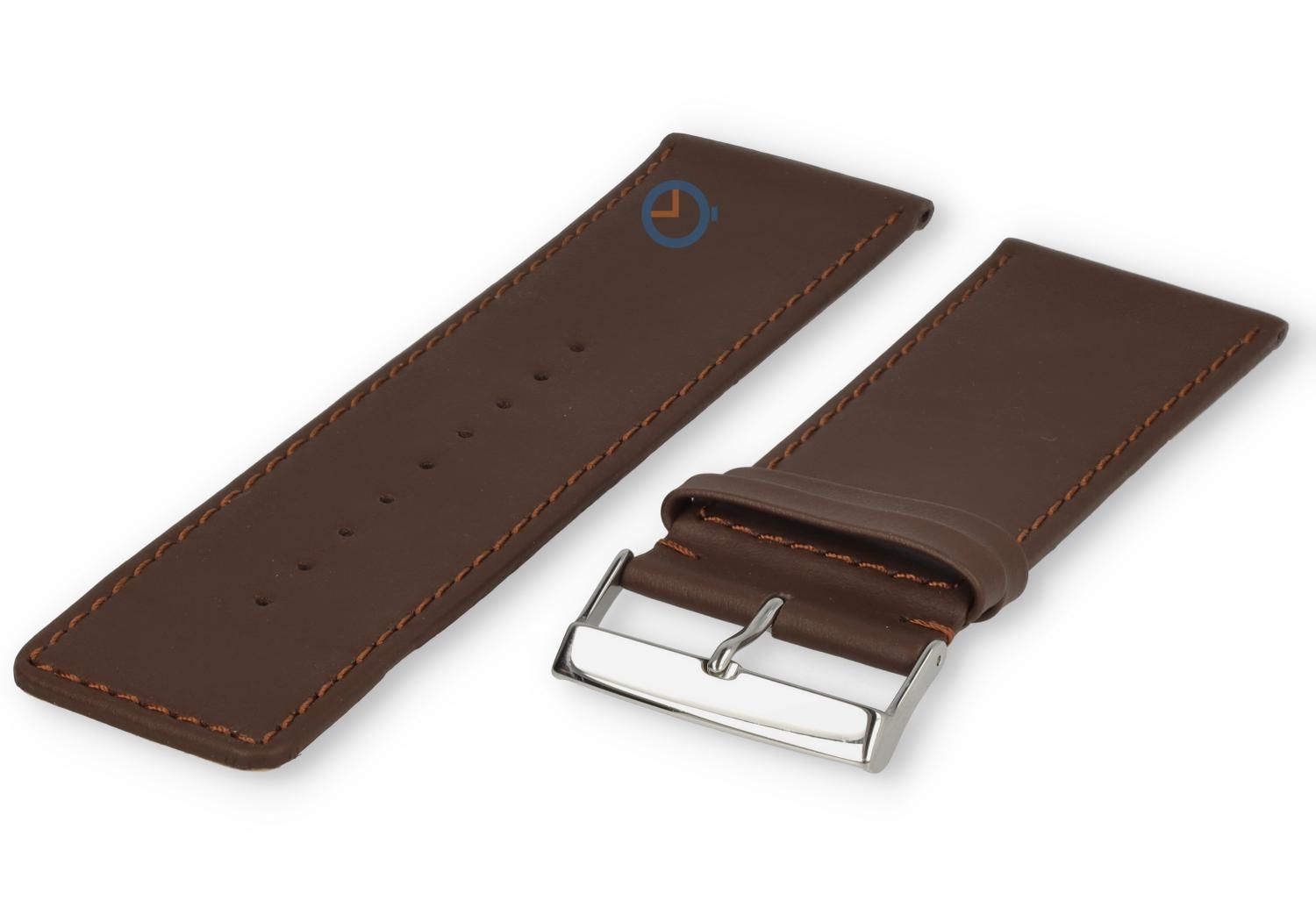 Glad leder horlogeband - 34mm - donkerbruin