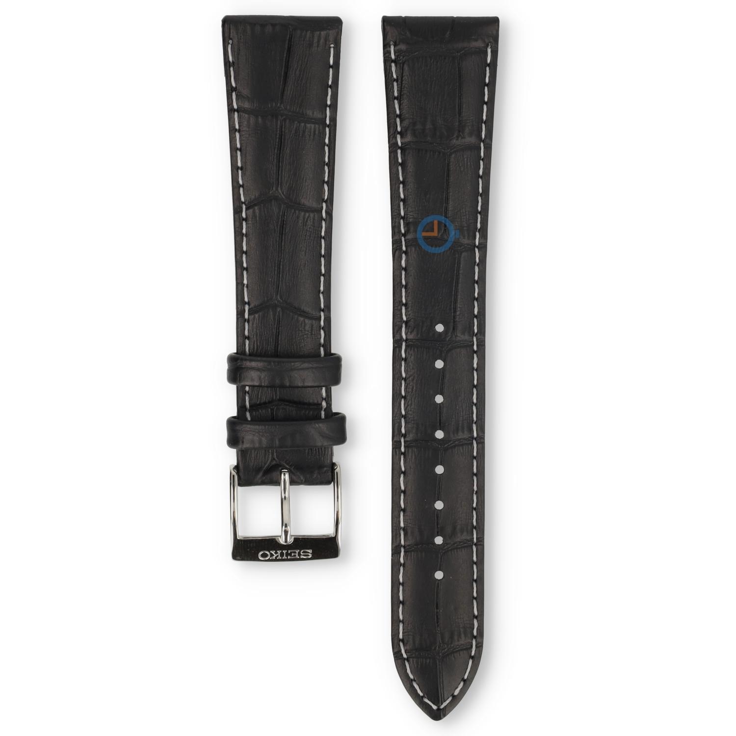 Universele 20mm zwart leren horlogeband - Seiko