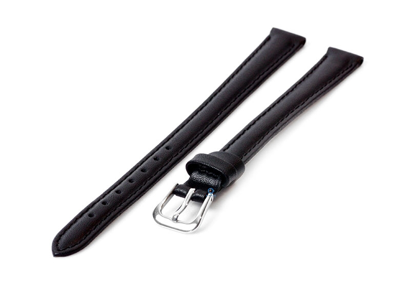 Extra lange horlogeband 12mm leer zwart