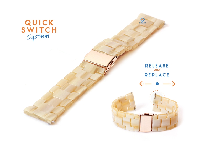 Horlogeband 20mm resin beige