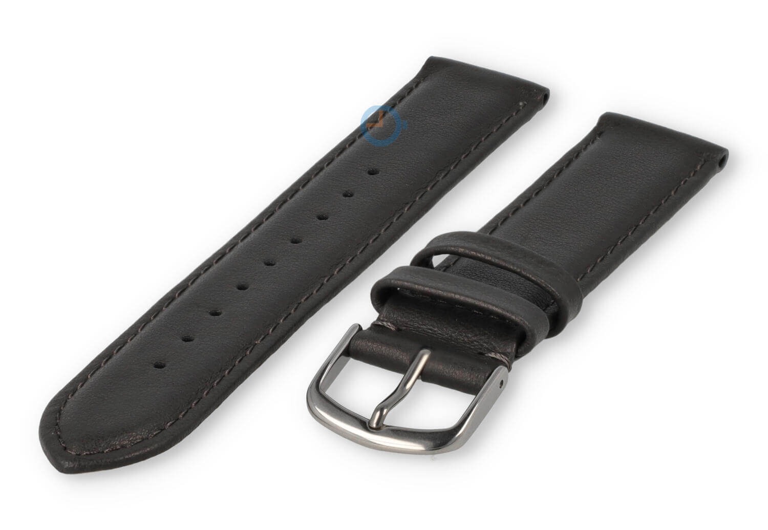 16mm horlogeband glad leer - donkergrijs