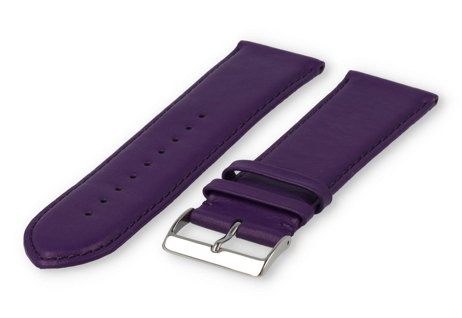 XL horlogeband glad leer - 28mm - aubergine