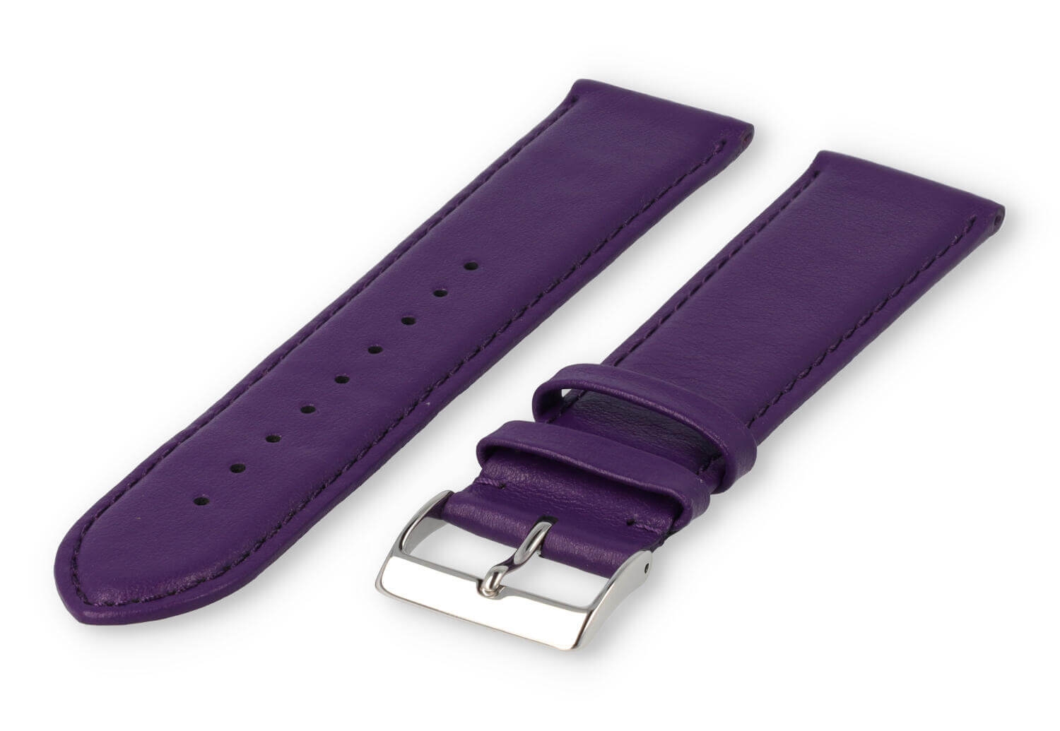 XL horlogeband glad leer - 26mm - aubergine