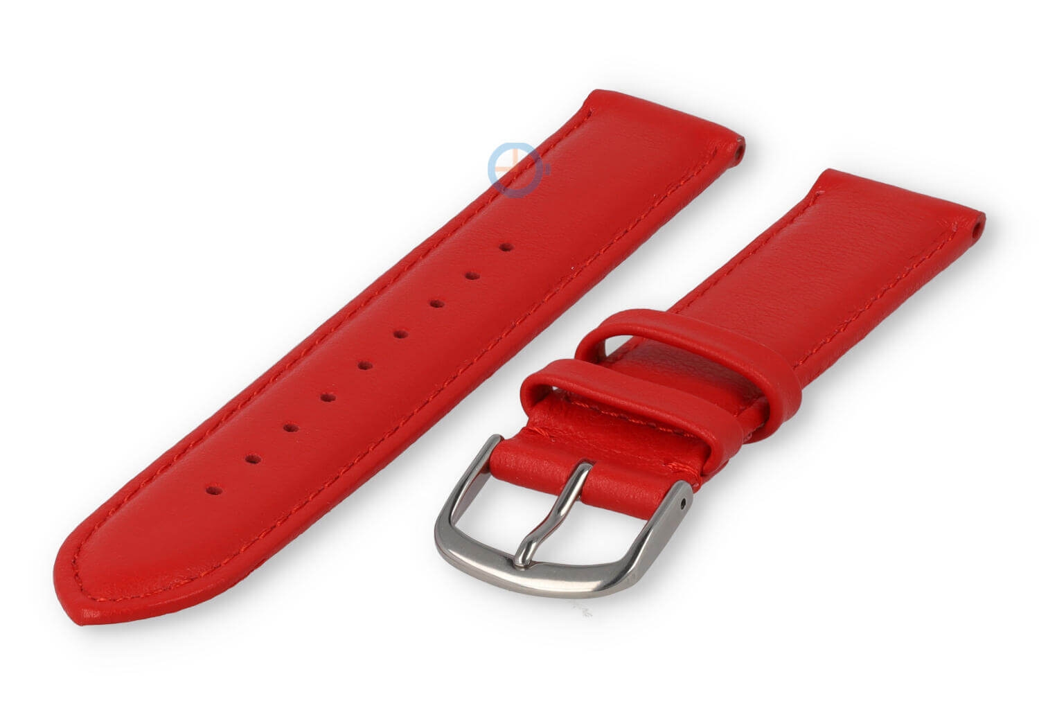 18mm horlogeband glad leer - felrood