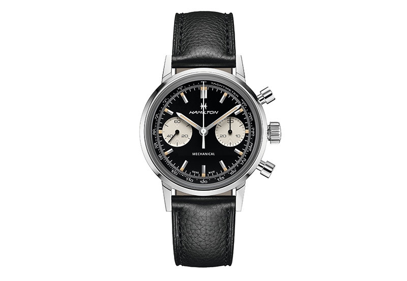 Hamilton horlogeband H38429730 - zwart leer