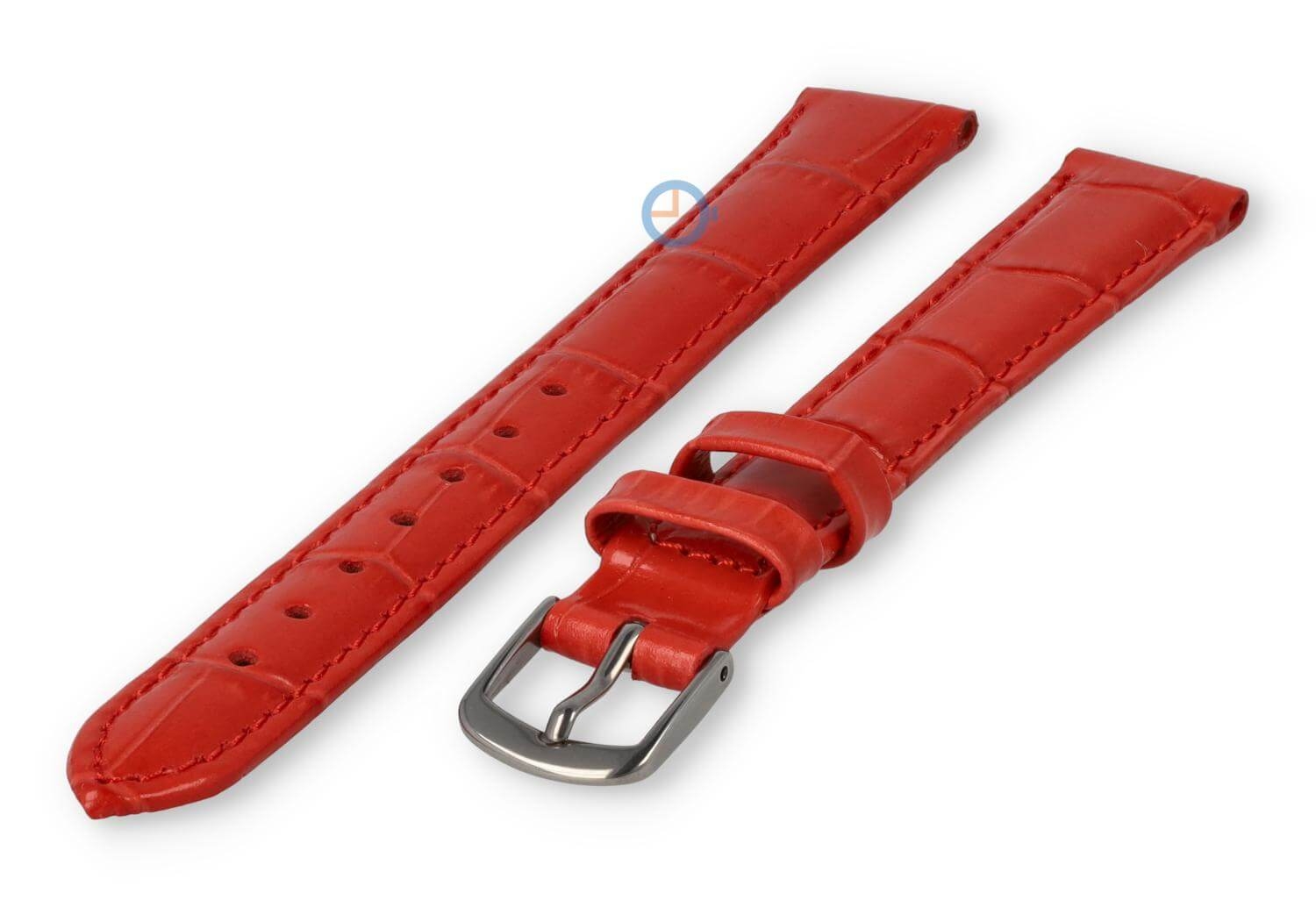 Leren XL band met krokoprint - 12mm - rood