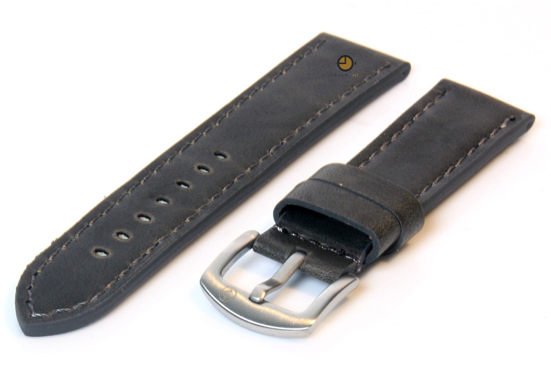 Vintage horlogeband 20mm grijs leer