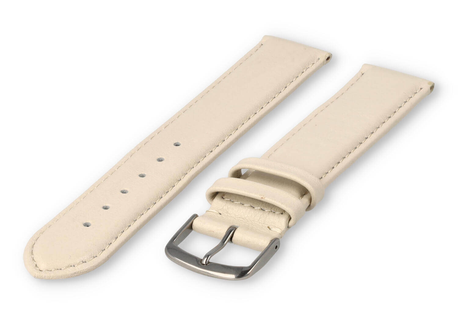 XL horlogeband glad leer - 20mm - creme