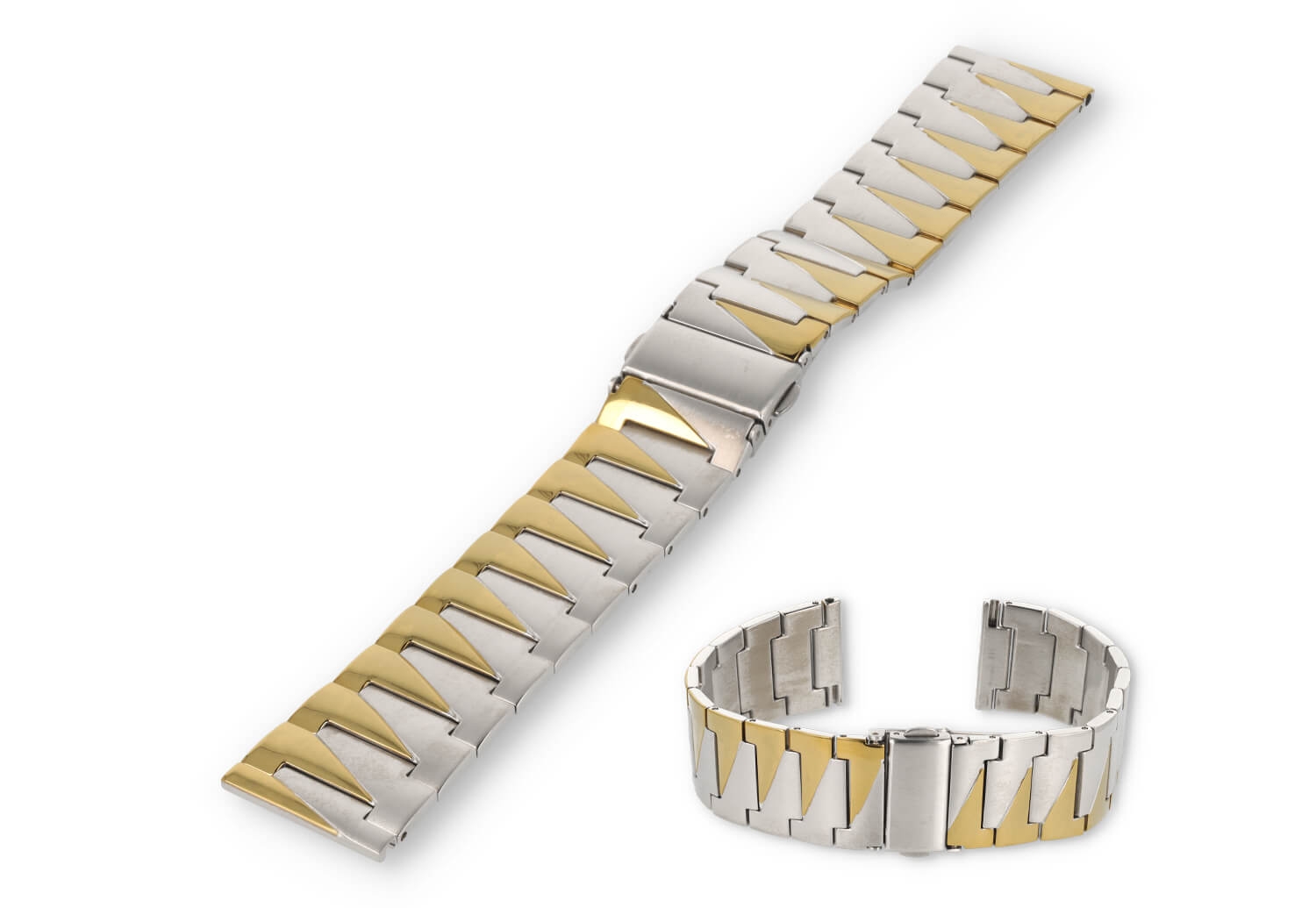 Design bandje 22mm zilver/goud - mat met glans