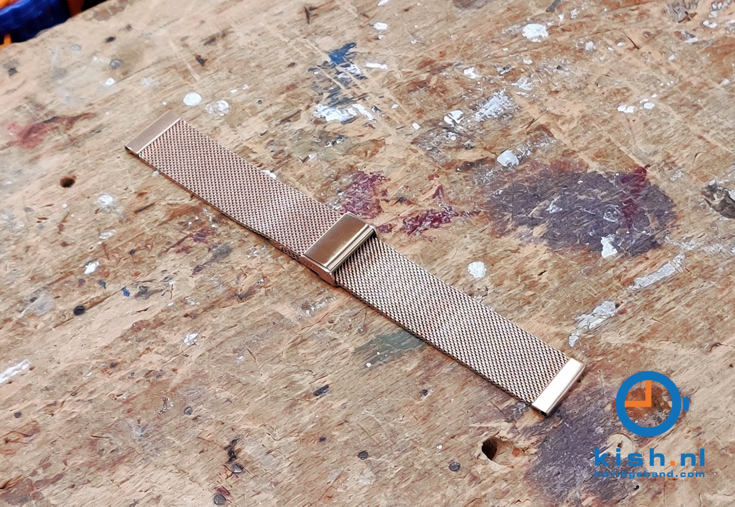 Horlogeband 22mm milanees rosegoud - Quick Switch (FIJN)