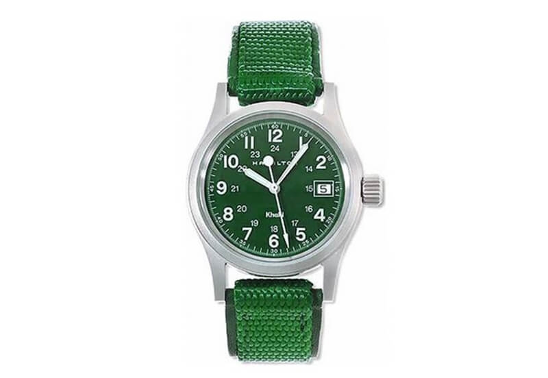 Hamilton horlogeband H68311863 - groen leer met nylon