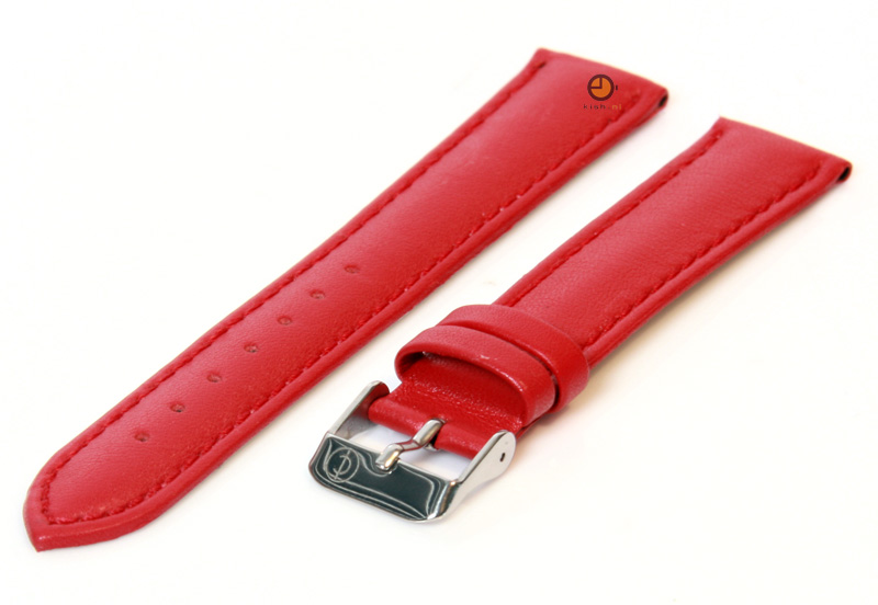 Horlogeband 16mm rood kalfsleer